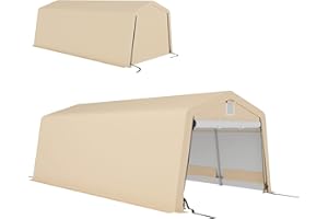 Outsunny Tente Garage carport dim. 6,2L x 3,3l x 2,4H m Acier galvanisé Robuste PE Haute densité 150 g/m² imperméable Anti-UV, 1 Porte Kaki et 2 aérations