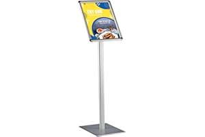 DISPLAY SALES - Support d'information Classique DIN A3 Rondo 297 x 420 mm. Argent Premium Design d'information (1 m de hauteur totale). Stand d'info portrait présentoir publicitaire