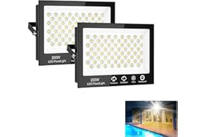 Sararoom Focos LED Exteriores 200W, 20000LM Iluminación de Seguridad, 6500K Blanca fría Luz Foco Proyector LED, IP65 Impermeable Floodlight Interior para Jardín Garaje Patio Estadio Hotel Naves, 2pcs