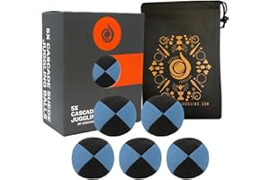 CASCADE JUGGLING Pro Cascade Suede Juggling Ball Set with Thud Balls and Bag - Blue and Black