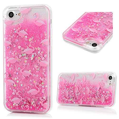 iphone 7 iphone 8 H  lle Badalink UltraSlim Schutzh  lle TPU PC Handyh  lle Case Cover Treibsand Fl  ssige Glitzer Glitter Herz Flamingo Handytasche A