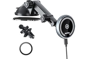 MAGJIEYX für MagSafe Autohalterung Ladegerät,15W Handyhalterung Auto mit Ladefunktion Kabelloses KfZ Halter für iPhone 16/15/14/13/12 Serie, 3 in 1 Lüftung/Dashboard/Windschutzscheibe Handy-Halter
