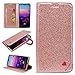 Produktbild Sycode Glitzer Schutzhülle für Huawei P20 Pro,Flip Hülle für Huawei P20 Pro,Luxus Noble Bling Glitter {Be Loved} Herz Entwurf Pu Leder Schutz mit Kartensteckplätzen Standfunktion Ständer Handyhülle Folio Tasche Case Cover für Huawei P20 Pro-Rose Gold