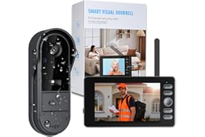 Winnes Video Campanello Impermeabile IP65,Video Citofono con 1080P 4,3'' IPS Schermo,Videocitofono Senza Fili da Esterno,Spioncino Digitale 1800mAh con Telecamera Ultra Grandangolo,Nessun WiFi o APP