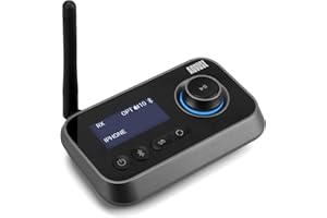 August MR280 Bluetooth 5.0 Audio Sender Empfänger 2 in 1 für TV PC Kopfhörer HiFi Lautsprecher Adapter mit Bypass Low Latency Multipoint Lautstärkeregelung Optical RCA 3.5 Aux USB-C für 2 Geräte