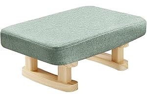 CHZIMADE Foot Stool Ottoman Footstool Pouffe Stool Low Stool Change Shoe Footrest Wooden Legs with Removable Padded Seat