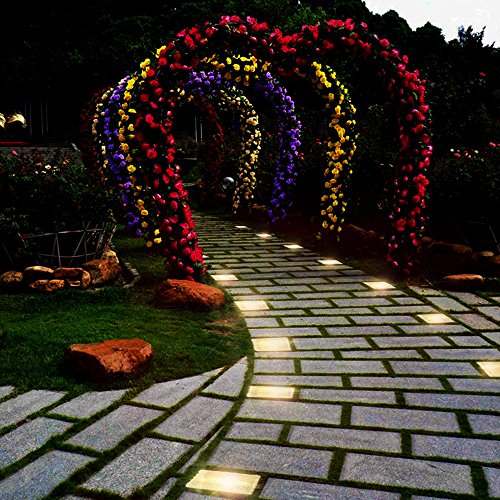 Tomshine Led Solarleuchte,Led Bodeneinbauleuchte,Solar Glas Pflastersteine mit Lichtsensor,IP 67 Wasserdicht für Garten-Hof Pathway Außendekoration Warmweiß/Weiß/Farbwechselnd(4 Stück) - 6