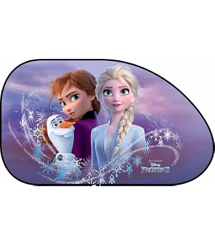 Parasole Auto Frozen II 2 Pezzi 44x35 Cm Con Ventose, Protezione Solare E Privacy Per Finestrini Laterali Posteriori, Licenza Ufficiale Disney