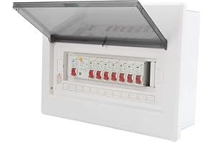 ODORKLE 7 Way Consumer Unit Circuit,Thickness Gauge Metal Thickness Gauge Breaker Panel Circuit Breaker Box Board Mini Leakage Circuit Breaker with 1P Switch 63A