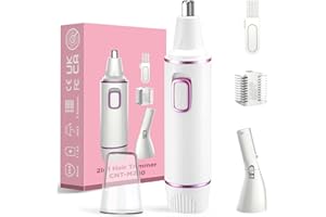 NUMIFUN Tondeuse Nez, Professionnel Tondeuse Nez Oreilles,Professionnelle 2-en-1 Tondeuse Nez Homme，Sans Douleur Multifonction pour Nez, Oreilles, Sourcils, Corps,Design Lavable et étanche Ipx7, Blanc
