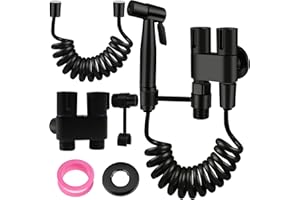 MI CASA Handheld Bidet Sprayer for Toilet, Stainless Steel Bidet Sprayer Kit with 1-in-2-out Dual Control Valve Faucet and Hose or Feminine Wash, Baby Diaper Cloth Washer and Washing Pets, Black