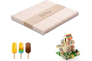zoerbufan 50 Piezas Palos de Madera, Palos de Helado, Natural DIY Artesanías, Diseños Creativos (Colores de Madera)