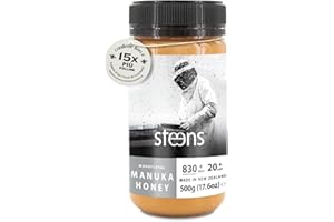 Steens Miele di Manuka - MGO 830+ - Puro Miele Manuka grezzo 100% certificato UMF 20+ - Invasettato e sigillato in Nuova Zelanda - Manuka Honey - 500 g