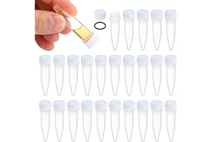 PATIKIL Tubo de Ensayo Congelado con Tapa de Rosca Criogénica, Plástico Criogénico de 1,5 Ml, 25 Unidades para Laboratorio de Ciencias, Tapa Blanca