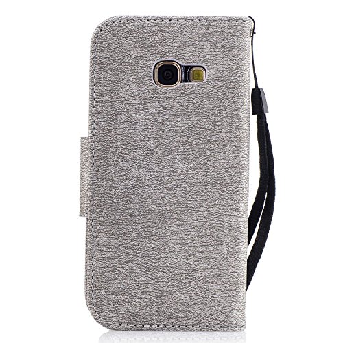 Samsung Galaxy A5 2017 Hülle,Galaxy A5 2017 Case,TOYYM PU Leder Flip Cover Wallet Case Bookstyle Brieftasche Tasche Schale Schutzhülle Vintage Blume Muster mit Standfunktion Karte Halter für Samsung Galaxy A5 2017 Version+1x Touch Pen(Color Random)+1x Staubschutz(Color Random)-Grauer Bär - 2