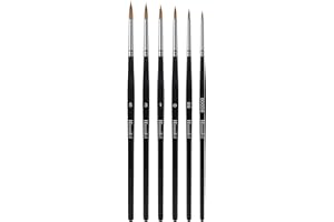 Prémium Pennello miniature, 6 pezzi PennellI per Dettagli Fini per Acquerello, Acrilico e Guazzo, Pennelli per Modellismo, Citadel, Game Work, Modello di Precisione, Warhammer 40k (serie Himmlfel K)