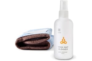 OKIEOKIE 100% Natural Yoga Mat Cleaner - Safe for All Mats, No Sticky Or Slimy Residue - Cleans, Restores, Refreshes + Free Microfiber Cleaning Towel Included