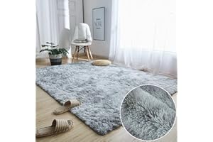 Tinyboy-hbq Area Rugs Large Living Room Rug Soft Bedroom Carpet Anti Slip Fluffy Rugs Shaggy Indoor Nursery Kids Rug Mat Soft Floor Mat Furry Plush Rug for Home Decor(Gray white, 160 * 230cm)