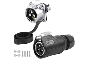 CNLINKO Conector Impermeable LP-28 de 3 Pines, Conector Circular con diseño Seguro de Tornillo, Conector rápido aviación IP68, Toma con Brida M28 con Panel de 4 Orificios (LP28 3 Pines)