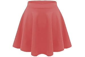Loxdonz Girls Kids Casual Mini Stretch Waist Flared Plain Pleated Skater Skirt