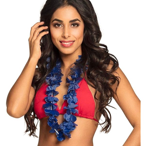 Widmann Milano Hawaiikette Blau – Blumen-Halskette, Ca. 48 Cm Lang, Für Beachparty, Mottoparty Oder Karneval