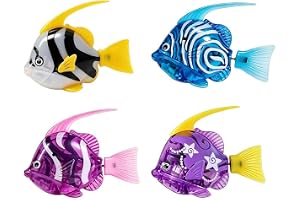 XPJBKC Set med 4 Robo Fish, robotbadfisk, simningsrobot med LED-ljus, återanvändbar elektronisk leksak för katter, pooler, hu