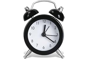 Vicloon Mini Alarm Clock, Bedside Clocks Battery Operated Non Ticking Table Clocks, Bedroom Retro Alarm Clock Simple Loud Vintage Alarm Clocks for Bedroom Kitchen Desk Bedside（Battery not included）