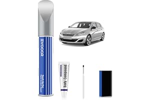 EVOOOR EZRC Gris Aluminium Kit de retouche peinture voiture avec effaceur de rayures pour Peugeot, Réparation des rayures pour voiture, Solution rapide et facile pour la réparation