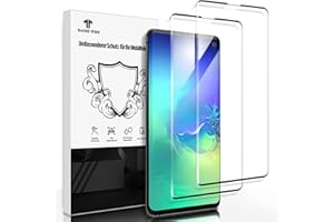 THREE-TREE Schutzfolie für Panzerglas für Samsung Galaxy S10, (2 Stück) Panzer Schutz Glas [Fingerabdruck-ID Unterstützen] [3D-Volle Bedeckung] Passt Perfekt HD 9H Hartglas Displayschutzfolie für Galaxy S10-1