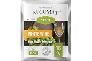 Alcomat Weinhefe Weißwein HAT 16% - Reinzuchthefe für Wein - Gärhefe für Wein Temperaturspanne von 15-35°C, 1 Stück