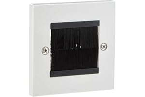 Aerials, Satellites and Cables White Cable Entry/Exit Brush Faceplate for Wall Outlet-Single Gang