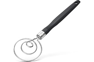 ‎U-TASTE U-Taste Dänischer Teigbesen: Teig Schneebesen aus 18/8 Edelstahl, Manuelle Brotbackmaschinen in Lebensmittelqualität mit rutschfestem Silikongriff zum Backen Mischen Rühren Kneten (32cm, Schwarz)