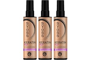 ‎SYOSS SYOSS Keratin Heat Hitzeschutz Spray (3x 200 ml), Hitzespray bietet Hitzeschutz bis zu 230 °C, mit Frizz-Kontrolle für langanhaltend glatte, lockige oder wellige Styles