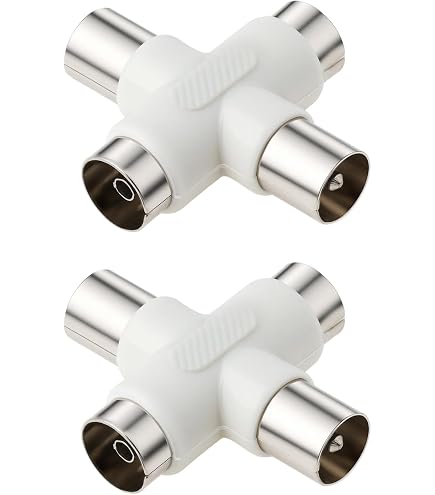 Répartiteur Antenne TV 4 Voies YINETTECH - Connecteurs 9,5 Mm Mâle/femelle - Lot De 2, Métal/plastique