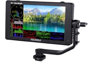 FEELWORLD LUT6S 6 Inch 2600nits HDR/3D LUT Touch Screen DSLR Camera Field Monitor with Waveform VectorScope Histogram 3G-SDI 4K HDMI Input Output 1920X1080 IPS Panel
