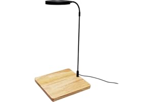 YIUS Luce a LED per acquario a spettro completo, luce regolabile in altezza con tavola in bambù, adatta per nano serbatoi, Wabi kusa, piante in vaso (taglia M)