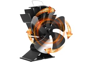 HEUNGBERANT Log Burner Fan 5 Blades Wood Burner Heat Stove Fan for Wood Burning Stove