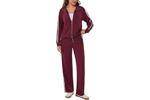 Terecey Survêtement Femme Couleurs Contrastées – Ensemble Sport Femme 2 Pièces Veste Zippée Bicolore et Pantalon Droit avec Cordon Style Urbain et Confortable