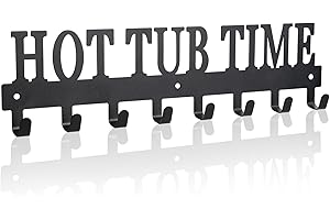 Kuhome Hot Tub Towel Rack for Bathroom Decor Accessories Wall Mount Hooks Outdoor Towel Organizer Holder Hangers Hooks for Towels Robes and Coats in Hotel, Hot Spring, Pool, Home Spa(Black)