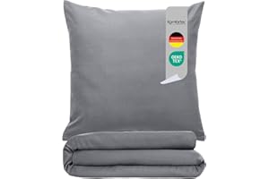 Komfortec Pościel premium 155 x 220 cm + 80 x 80 cm 2 poszewki na poduszki, szczotkowane, 100% mikrofibra poliestrowa, 120 g/m², 3-częściowy super miękki zestaw pościeli, szary