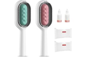 Nexoria Tierhaar-Reinigungsbürste, 2 Stück 4-in-1 Universal-Tierknotenentferner mit Wassertank und Feuchttücher selbstreinigende Katzenbürste Haustierpflege Kamm Katzenhaarbürste zum Entfernen