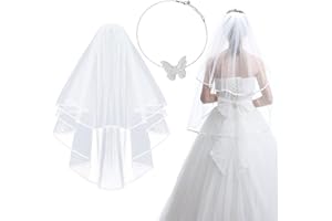 AYNKH Brautschleier Hochzeitsschleier Junggesellinnenabschied Schleier Damen Einfach Kurz Hochzeit Schleier mit Kamm Hen Do Braut zu sein Fasching Party Zubehör