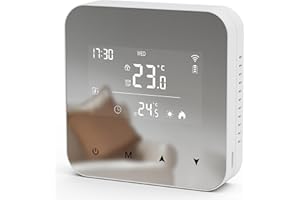 BEOK CONTROLS Smart Thermostat for Combi Boiler 2 Wire, Wired Wifi Thermostat Digital Programmable Heating Controller Wall, Compatible with Alexa and Google Assistant Battery Powered, Mirror Finish, Surface Mounted