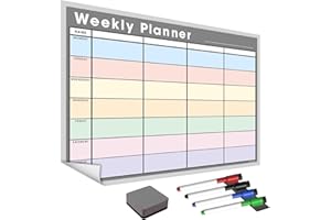 THE MAGNET SHOP WallTAC Lavagna settimanale per parete A2 | calendario facile da rimuovere, con adesivo riutilizzabile | agenda per pasti in famiglia o lista cose da fare per casa e ufficio [42 x 60 cm]