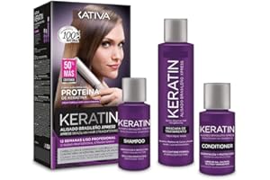 GENERICO K-ativa Keratin, Kit lisciante brasiliano Xpress, formula con doppia cheratina, trattamento lisciante professionale a casa, fino a 12 settimane di durata, con cheratina vegetale, facile da applicare