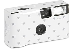 Weddingstar Disposable Camera with Flash, 35mm - Silver Hearts (1 Pack)