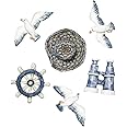 Rayher Set of 6 Maritime Decoration Pieces made of Polyresin, Nautical Decoration for Home and Party, 2-4 cm, 8606600