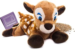 ‎HABIBI Habibi Plush Wärmekissen/Stofftier f. Kinder und Erwachsene – 1840 Reh mit Hirsefüllung, Wärmekuscheltier zum Erwärmen in der Mikrowelle/Backofen, ideal auch für Babys