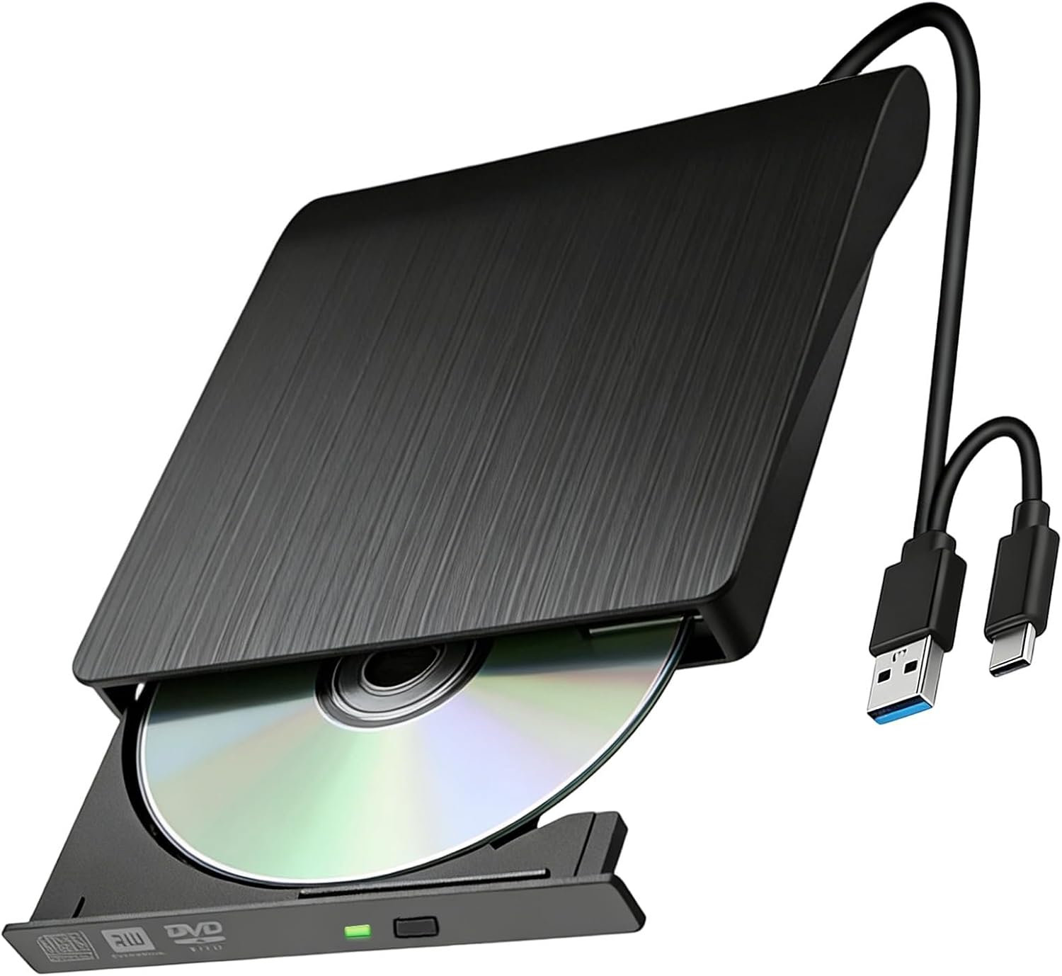 Aivane Grabadora CD/DVD Externa USB 3.0 y Type-C, Ultra-Slim CD/DVD +/-RW Drive Porttil Burner Lector DVD Externo para Windows 11/10/8/7/XP/Vista Linux MacOS Laptop Desktops