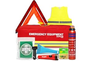 EVAQ8 Advanced Car Safety Kit with BSI First Aid Kit and Extinguisher
